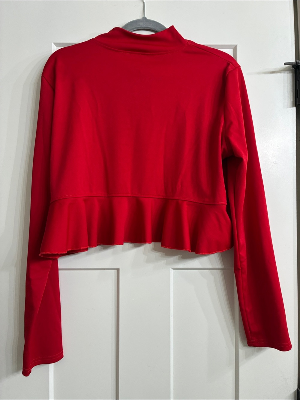 Red Ruffle-Trim Cropped Shrug - Picture 5 of 6
